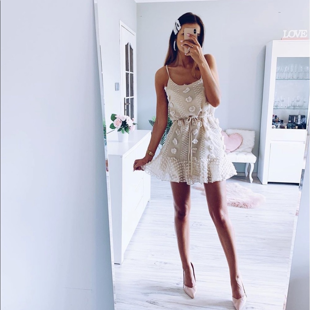 Anna Mini Dress in Beige - Picture 3 of 13
